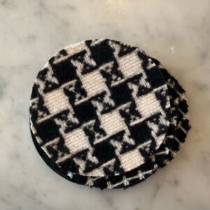 CHANEL Black and White Houndstooth Round Fabric Coasters